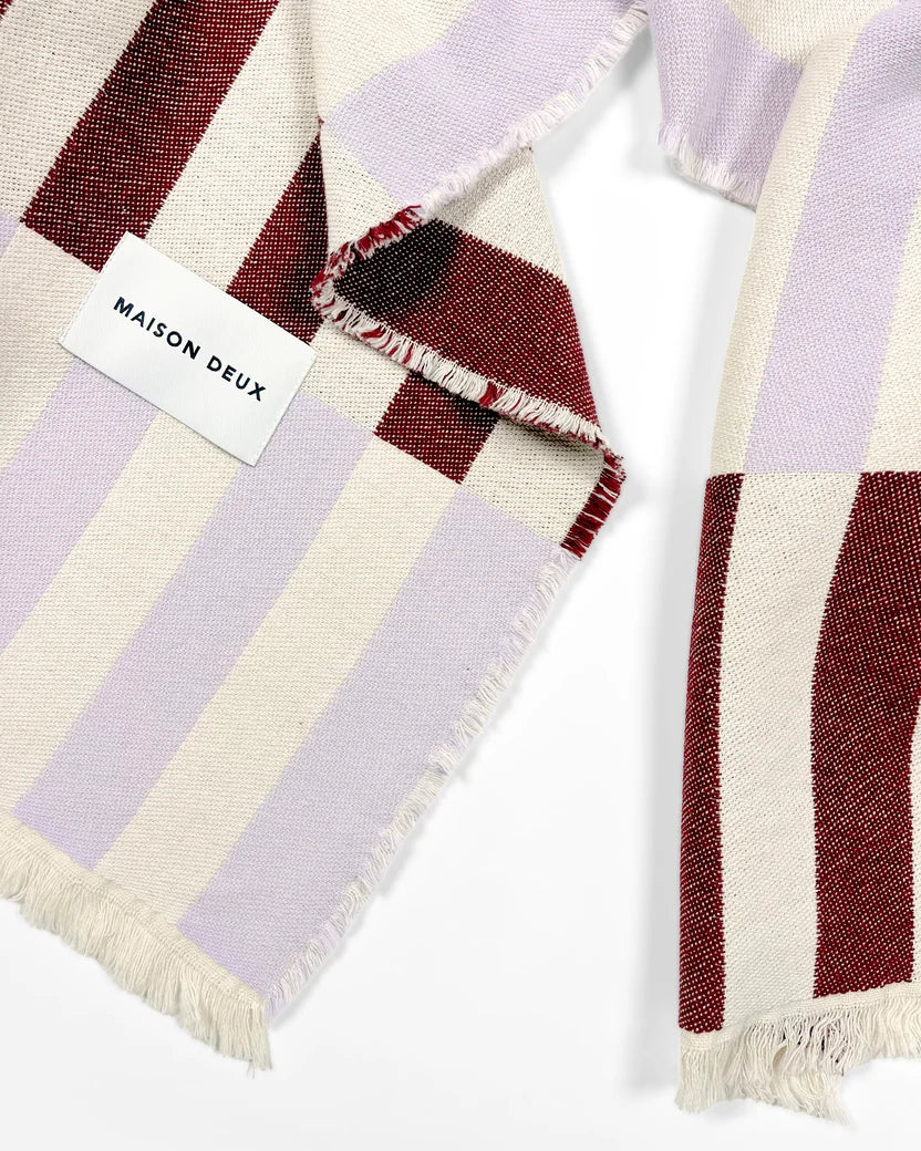 Tiles Blanket - Lilac Burgundy Cotton Blanket