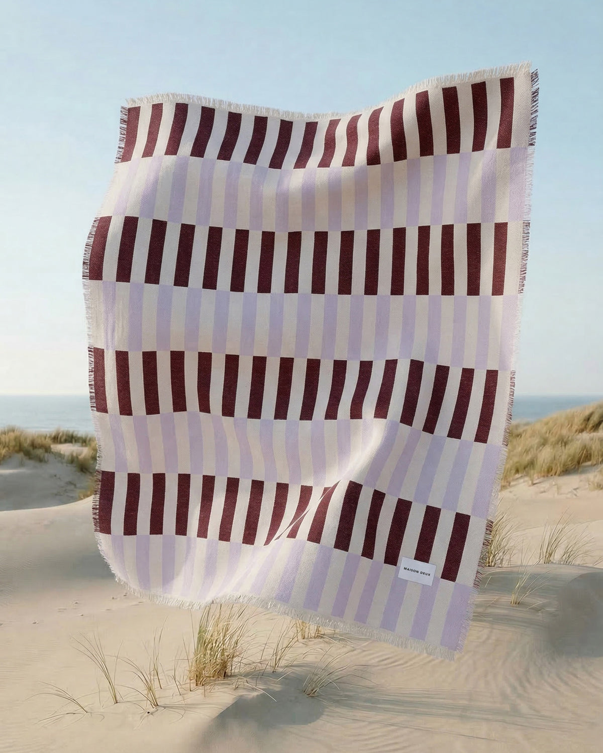 Tiles Blanket - Lilac Burgundy Cotton Blanket