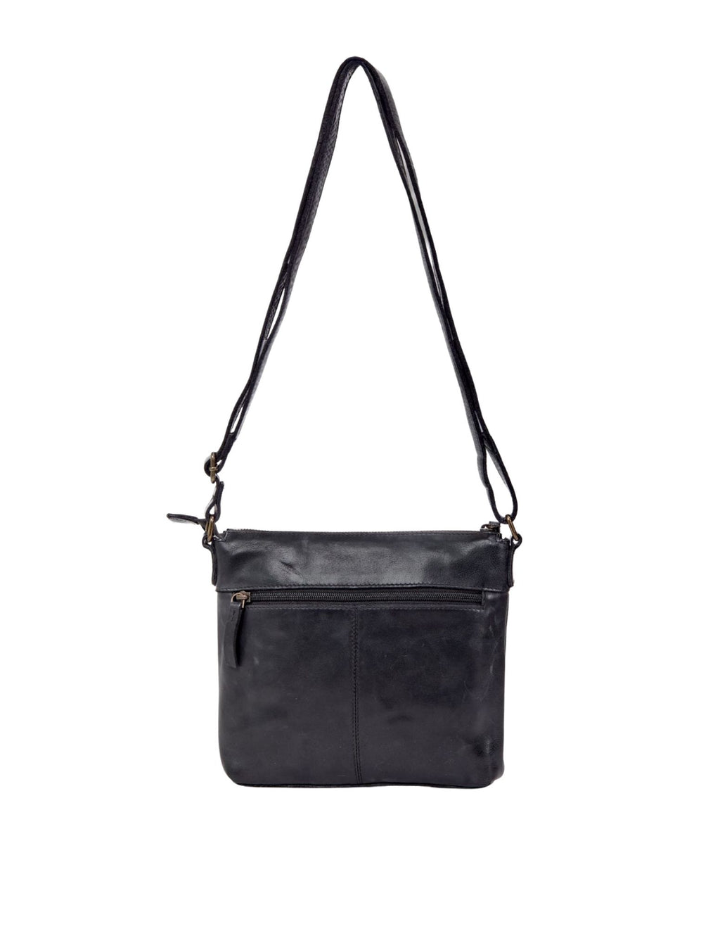 Armidale Woven Detail Leather Cross Body Bag - Black
