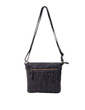 Armidale Woven Detail Leather Cross Body Bag - Black