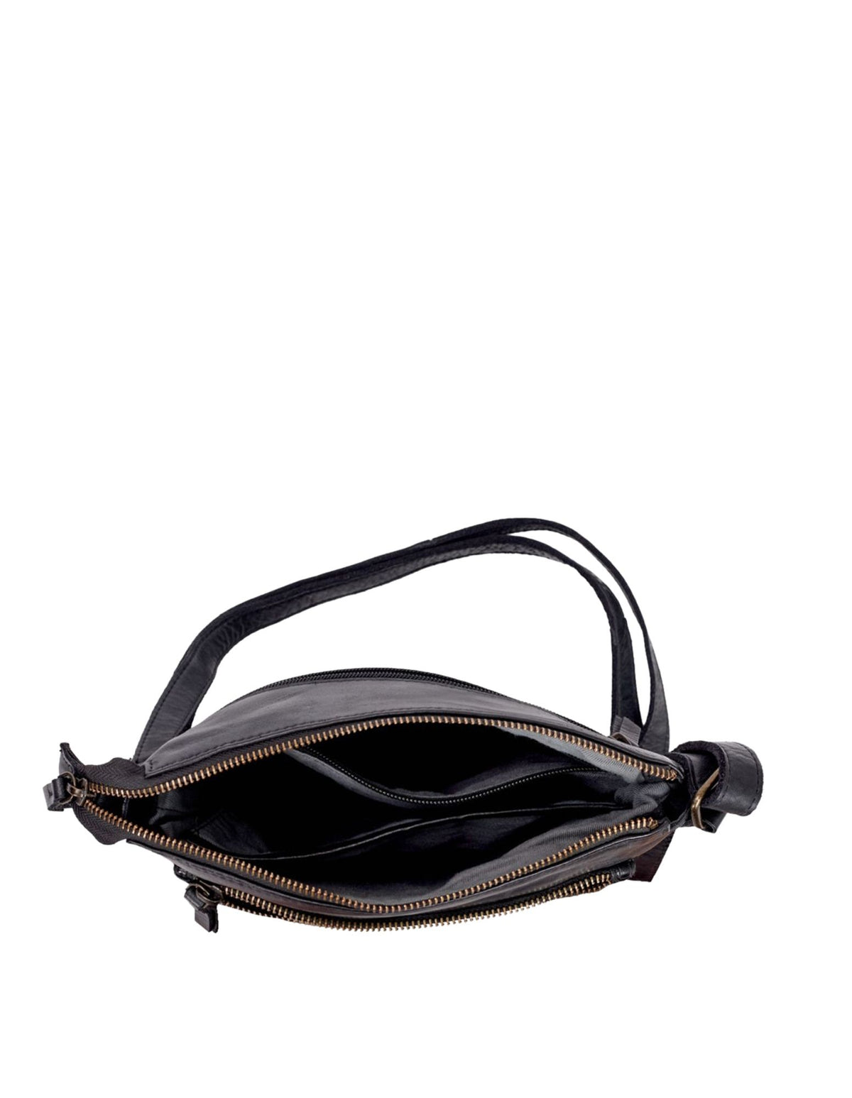 Armidale Woven Detail Leather Cross Body Bag - Black