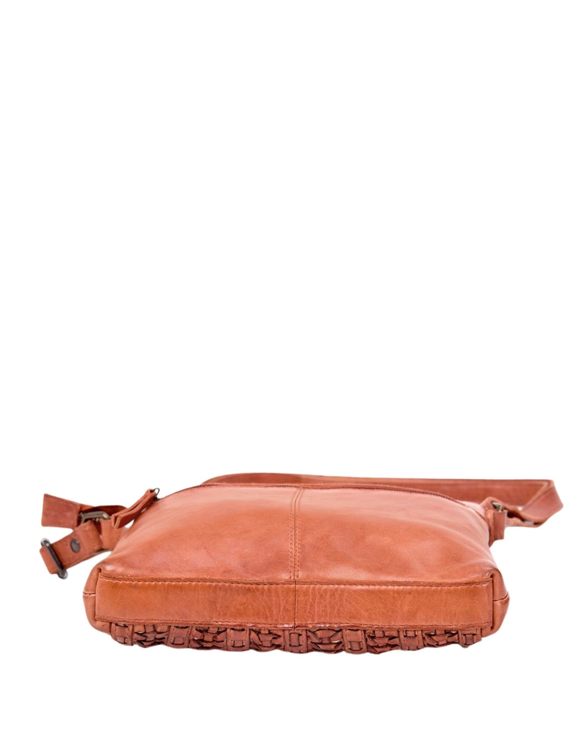 Armidale Woven Detail Leather Cross Body Bag - Tan