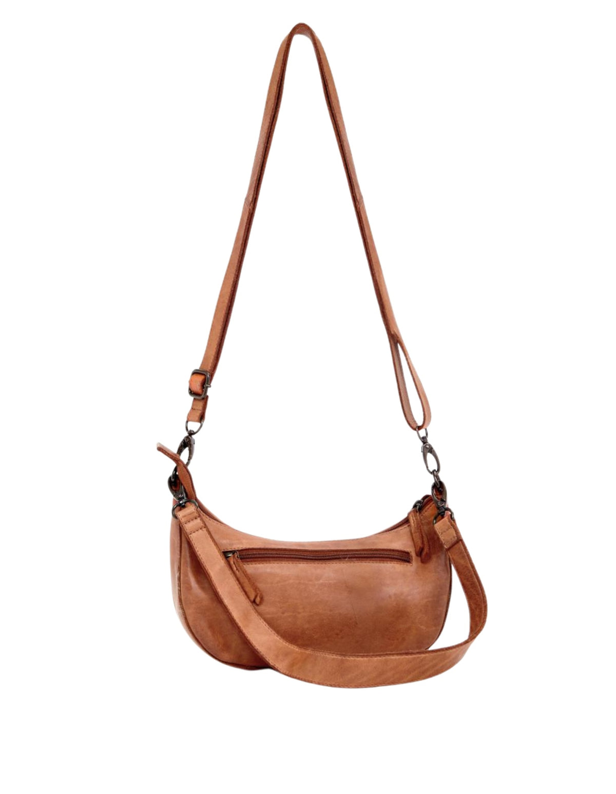 Sorrento Moon Cross Body Bag W/Adjustable Strap - Tan