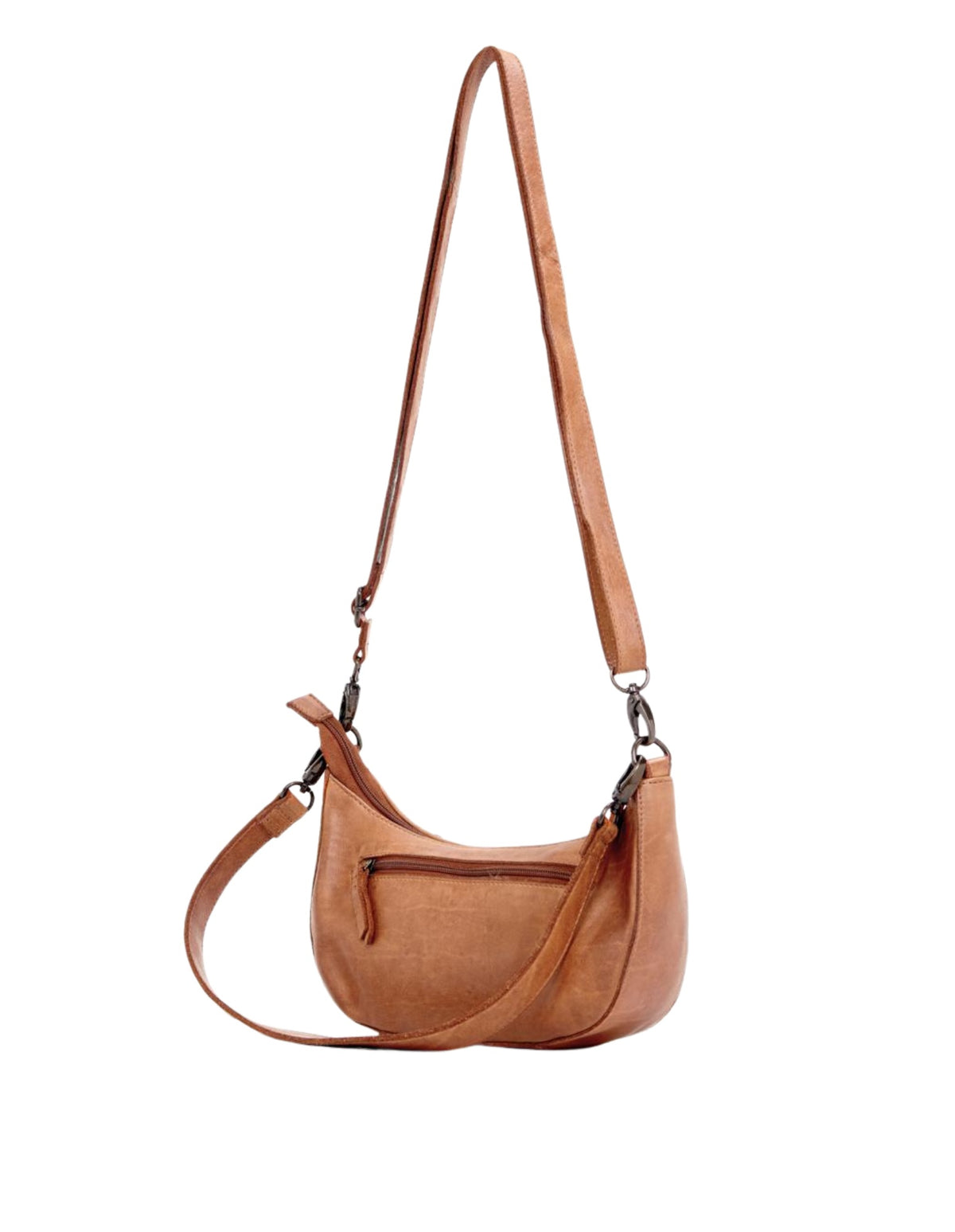 Sorrento Moon Cross Body Bag W/Adjustable Strap - Tan