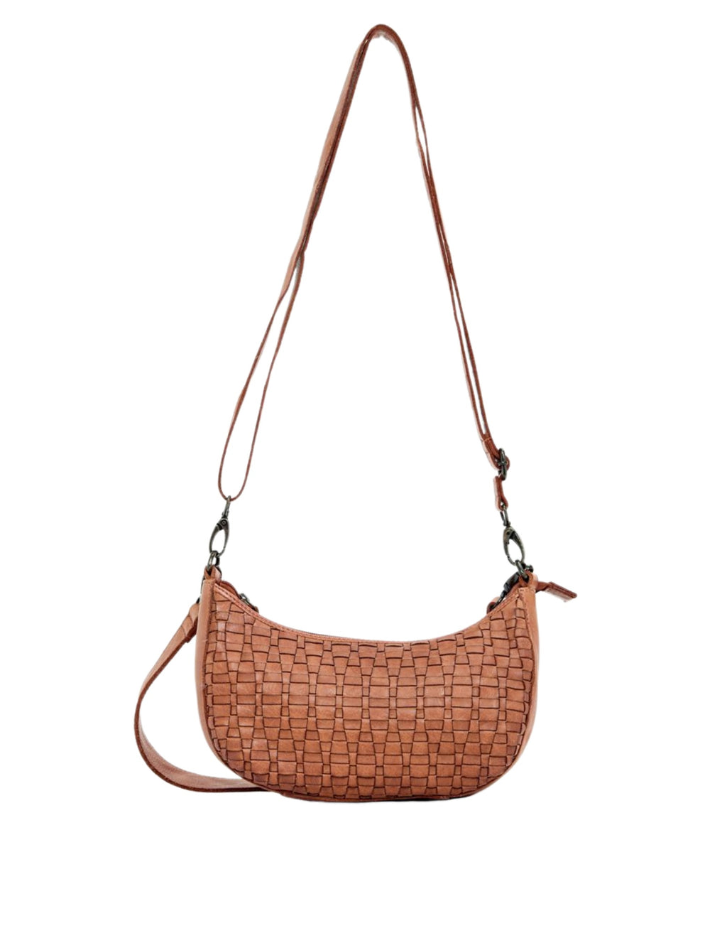 Sorrento Moon Cross Body Bag W/Adjustable Strap - Tan