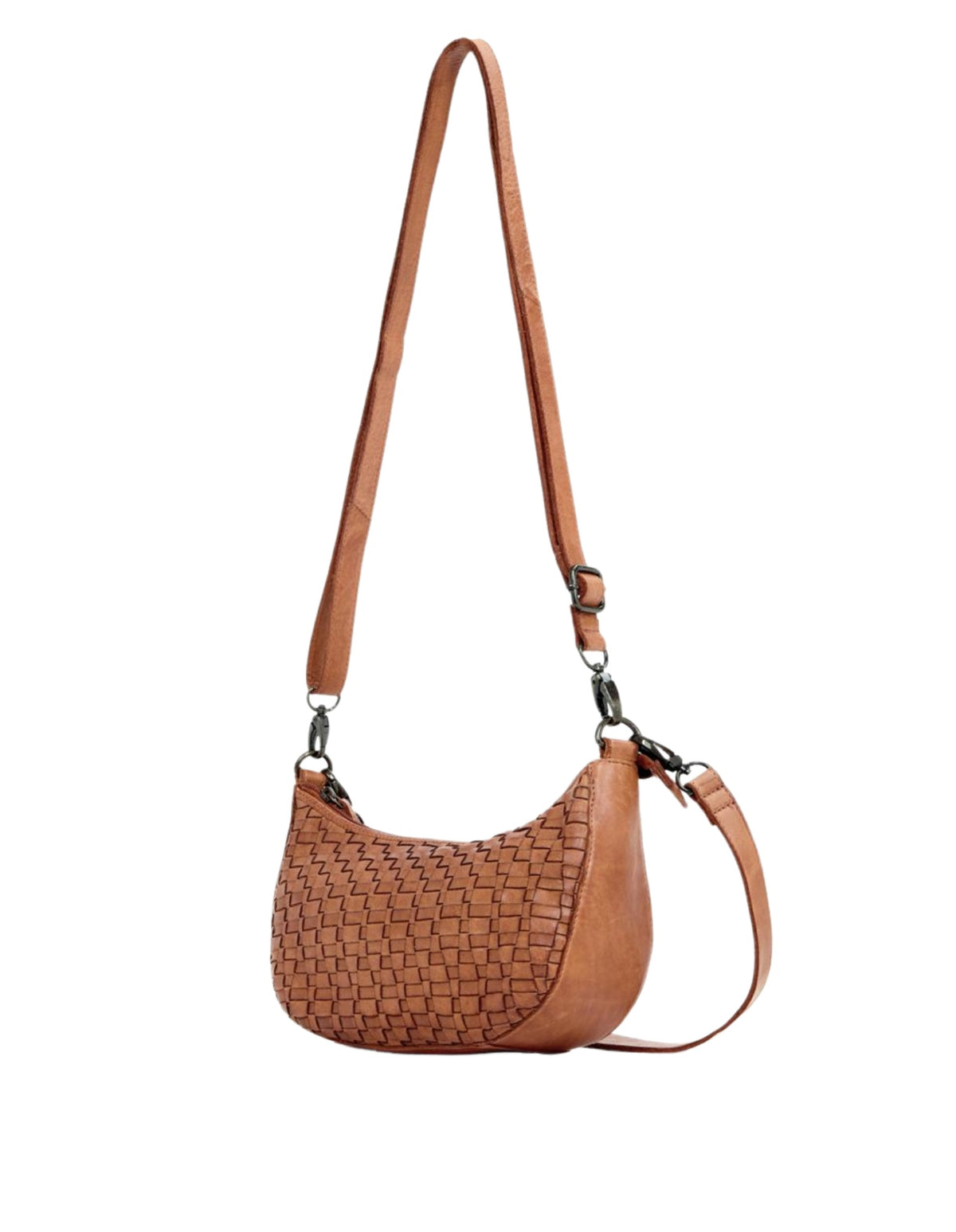 Sorrento Moon Cross Body Bag W/Adjustable Strap - Tan