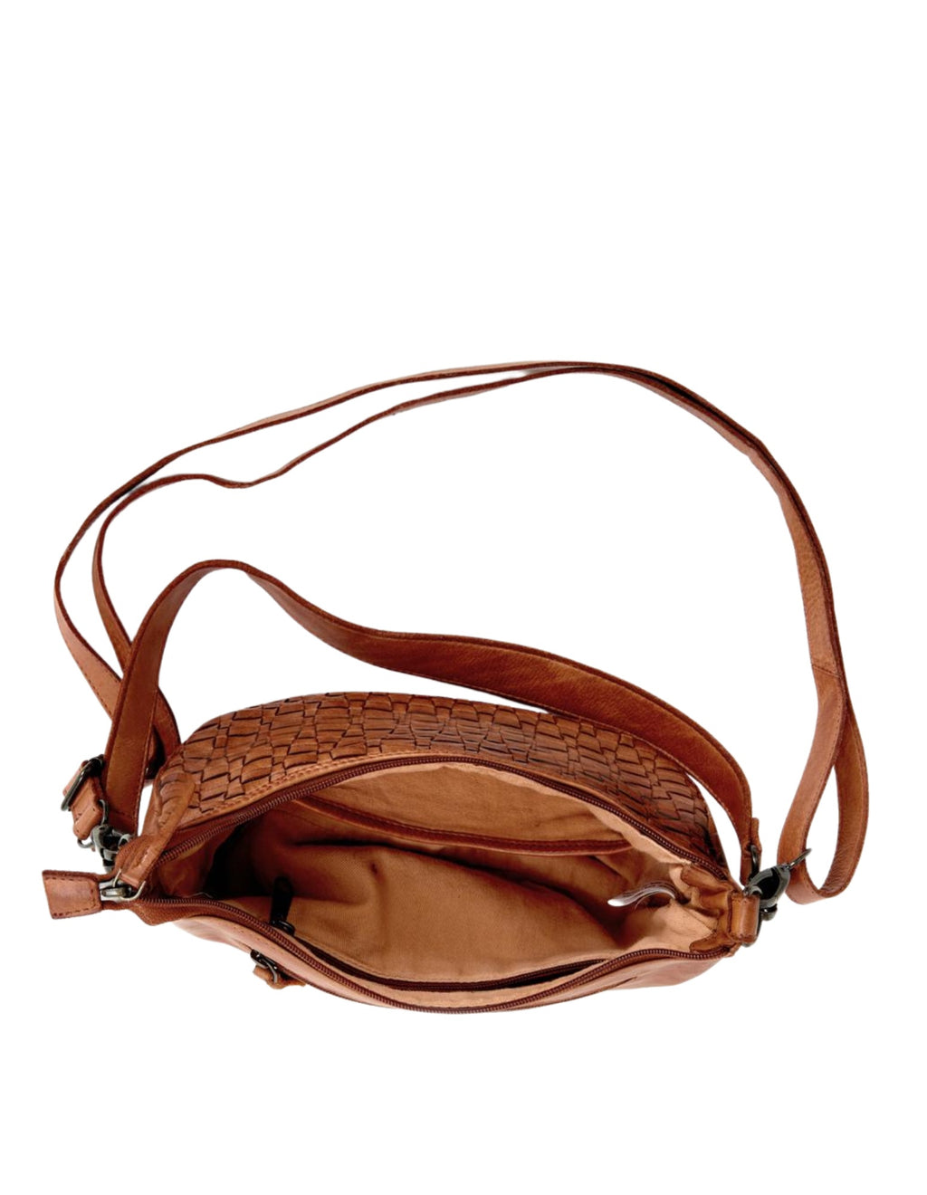 Sorrento Moon Cross Body Bag W/Adjustable Strap - Tan