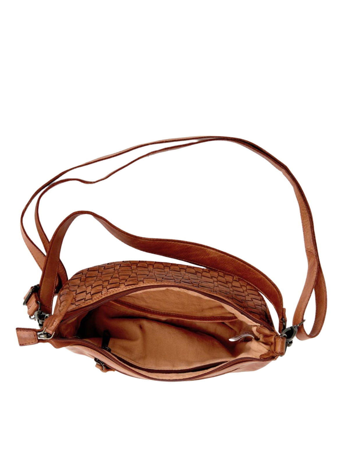 Sorrento Moon Cross Body Bag W/Adjustable Strap - Tan
