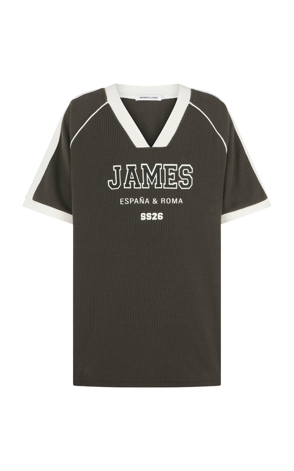 James College Waffle Tee Washed Black
