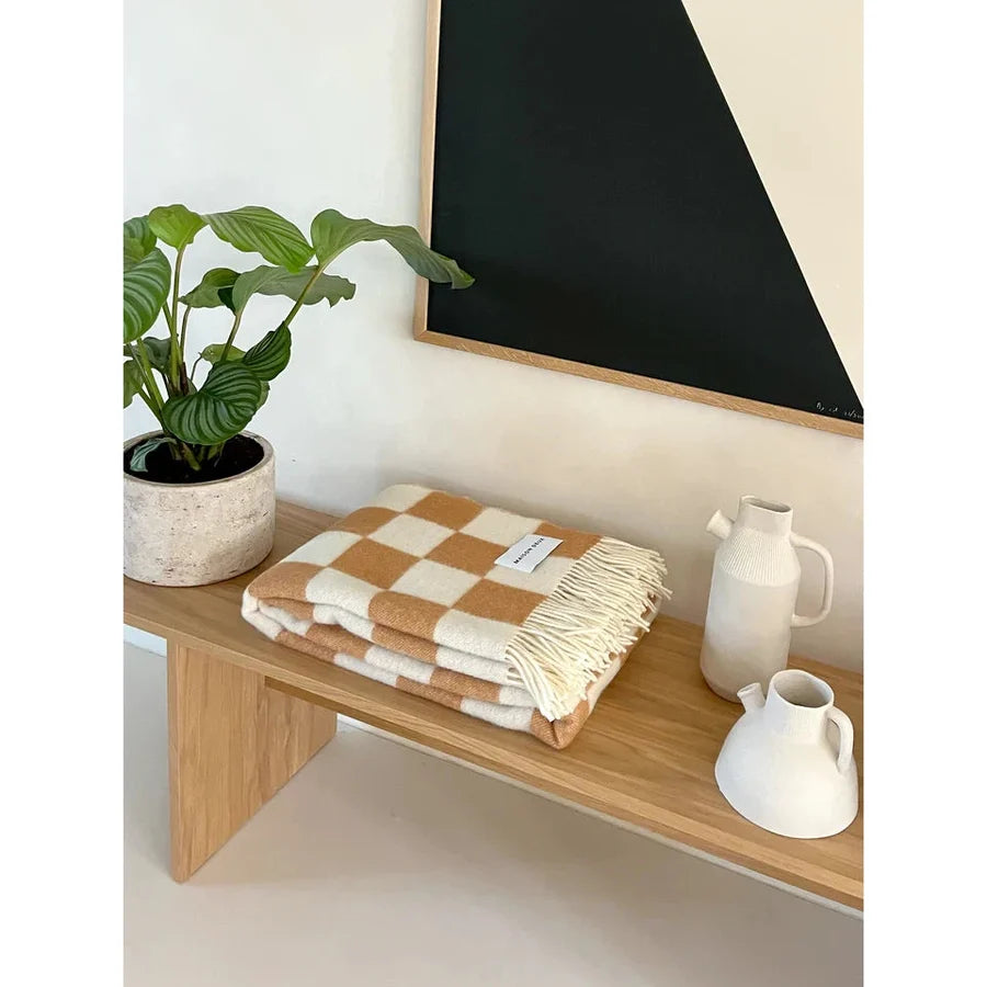 Checkerboard Blanket - Terra White