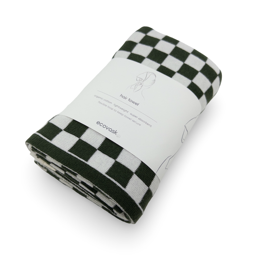 Hair Towel Mini - Forest - Marshmallow Chequer