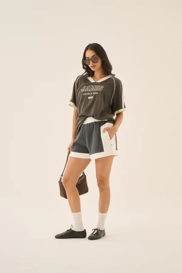 James College Waffle Tee Washed Black
